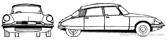 Citroen DS 19 - Ситроен - чертежи, габариты, рисунки автомобиля