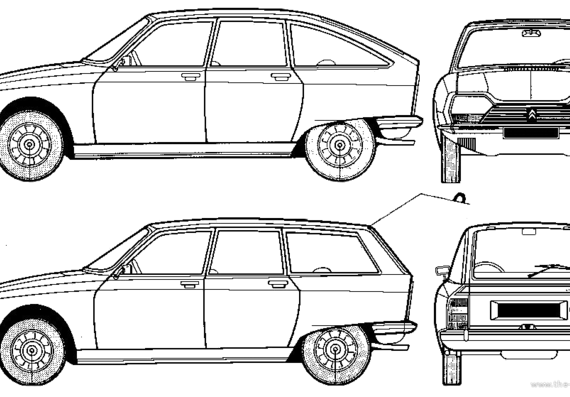 Citroen GS - Ситроен - чертежи, габариты, рисунки автомобиля
