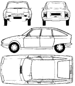 Citroen GS (1977) - Ситроен - чертежи, габариты, рисунки автомобиля