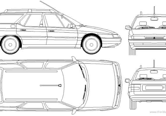 Citroen XM Break - Ситроен - чертежи, габариты, рисунки автомобиля