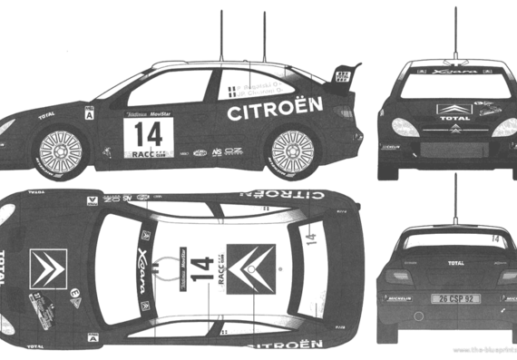 Citroen Xsara WRC (2001) - Ситроен - чертежи, габариты, рисунки автомобиля