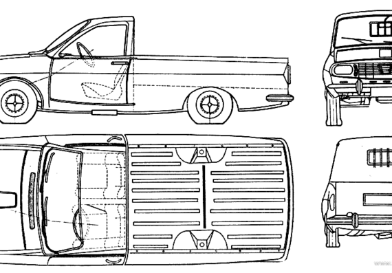 Dacia 1300 C Pick-up - Dacia - drawings, dimensions, car drawings