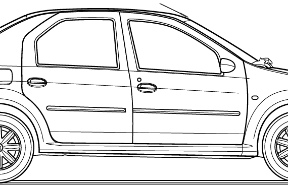 Dacia Logan (2007) - Дациа - чертежи, габариты, рисунки автомобиля