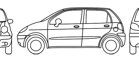 Daewoo Matiz - Дэо - чертежи, габариты, рисунки автомобиля