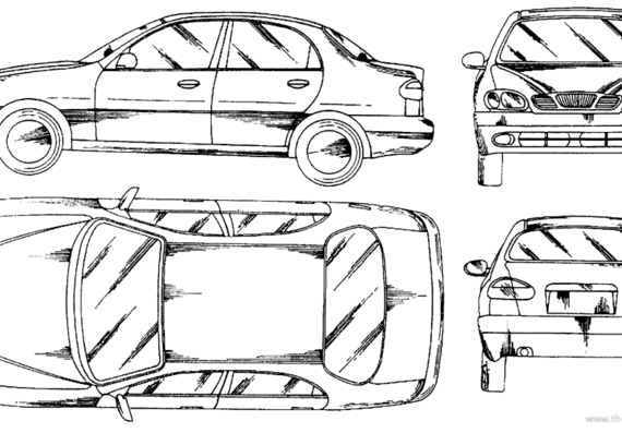 Daewoo Nubira - Дэо - чертежи, габариты, рисунки автомобиля