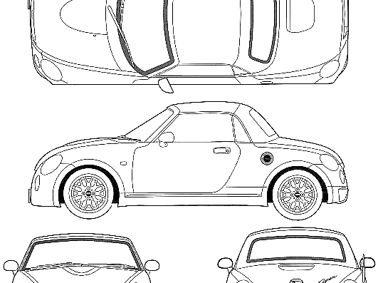 Daihatsu Copen - Дайхацу  - чертежи, габариты, рисунки автомобиля
