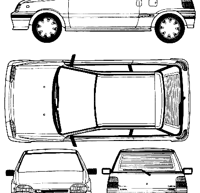 Daihatsu Leeza Z Turbo (1986) - Дайхацу  - чертежи, габариты, рисунки автомобиля