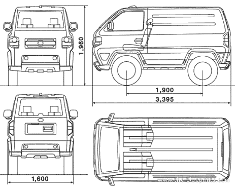 Daihatsu Mudmaster (2007) - Дайхацу  - чертежи, габариты, рисунки автомобиля