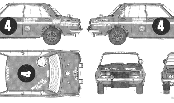 Datsun 1600 510 - Датсун - чертежи, габариты, рисунки автомобиля