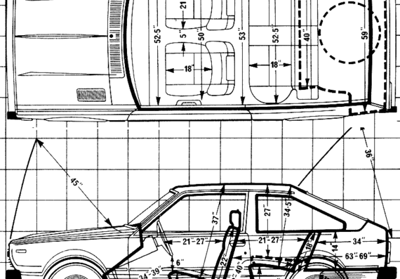 Datsun Cherry 100A GL Hatchback (1980) - Датсун - чертежи, габариты, рисунки автомобиля