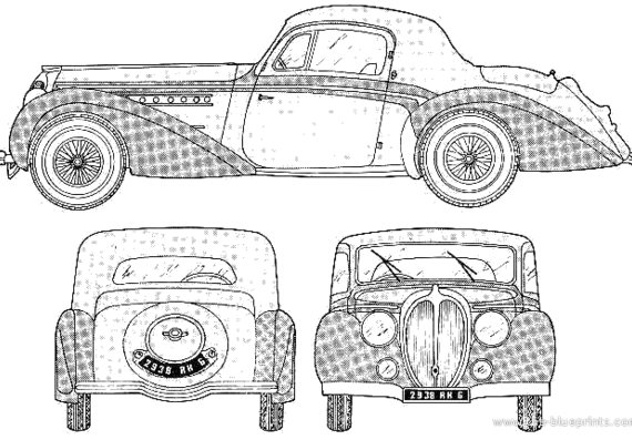 Delahaye 135 (1935) - Делайе  - чертежи, габариты, рисунки автомобиля