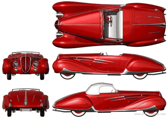 Delahaye 165 Figoni et Falaschi (1938) - Delaye - drawings, dimensions, pictures of the car