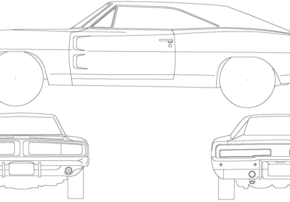 Dodge Charger (1969) - Додж - чертежи, габариты, рисунки автомобиля