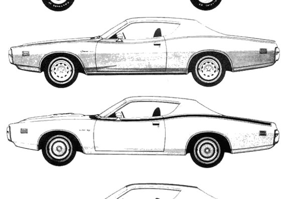Dodge Charger (1971) - Додж - чертежи, габариты, рисунки автомобиля