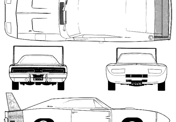 Dodge Charger Daytona (1969) - Додж - чертежи, габариты, рисунки автомобиля