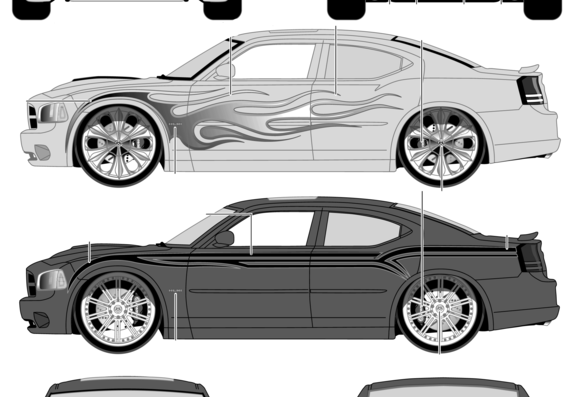 Dodge Charger SRT8 - Додж - чертежи, габариты, рисунки автомобиля
