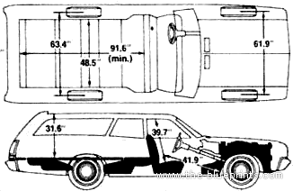 Dodge Coronet Station Wagon (1974) - Додж - чертежи, габариты, рисунки автомобиля