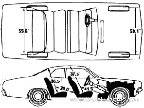 Dodge Dart Sport (1973) - Додж - чертежи, габариты, рисунки автомобиля