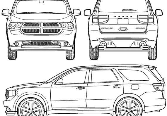 Dodge Durango (2011) - Додж - чертежи, габариты, рисунки автомобиля