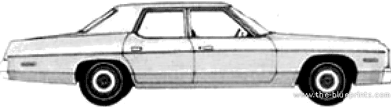 Dodge Monaco 4-Door Sedan (1974) - Додж - чертежи, габариты, рисунки автомобиля