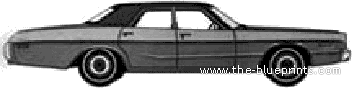 Dodge Polara Custom 4-Door Sedan (1973) - Додж - чертежи, габариты, рисунки автомобиля