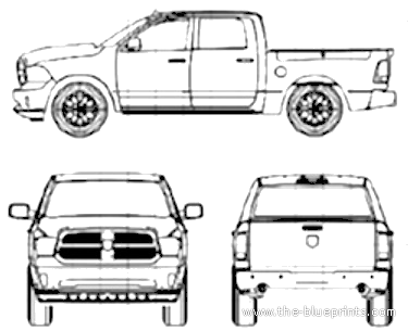 Dodge Ram 1500 (2013) - Додж - чертежи, габариты, рисунки автомобиля