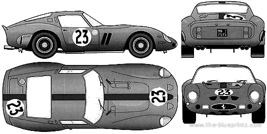 Ferrari 250 GTO (1962) - Феррари - чертежи, габариты, рисунки автомобиля