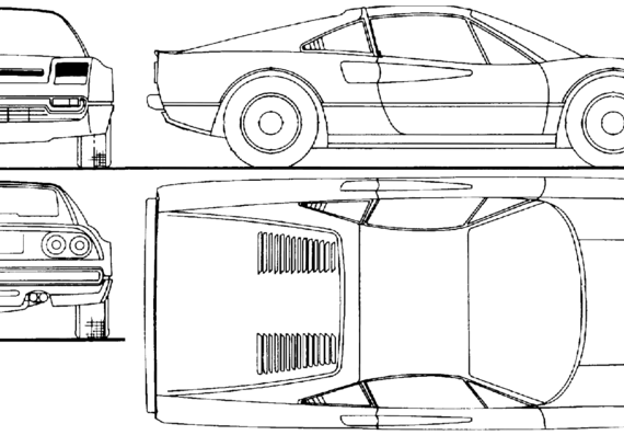 Ferrari 308GTB (1983) - Феррари - чертежи, габариты, рисунки автомобиля