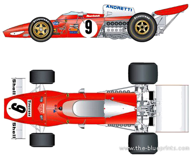 Ferrari 312B2 F1 GP (1972) - Феррари - чертежи, габариты, рисунки автомобиля