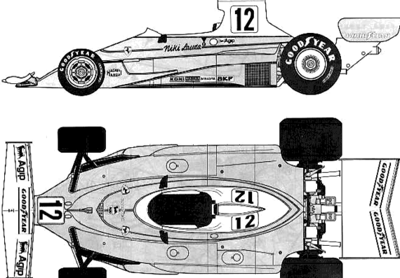 Ferrari 312T F1 GP (1975) - Феррари - чертежи, габариты, рисунки автомобиля