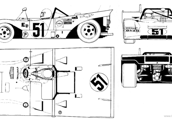 Ferrari 312 B - Феррари - чертежи, габариты, рисунки автомобиля