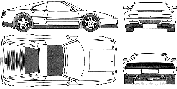 Ferrari 348ts - Феррари - чертежи, габариты, рисунки автомобиля