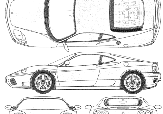 Ferrari 360 Modena - Феррари - чертежи, габариты, рисунки автомобиля