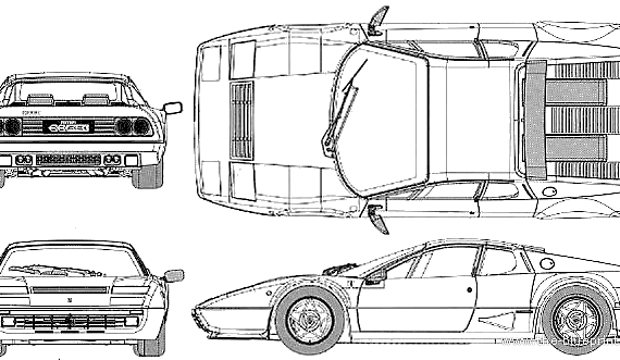 Ferrari 512BBi - Феррари - чертежи, габариты, рисунки автомобиля