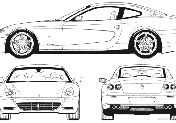 Ferrari 612 Scaglietti (2005) - Феррари - чертежи, габариты, рисунки автомобиля