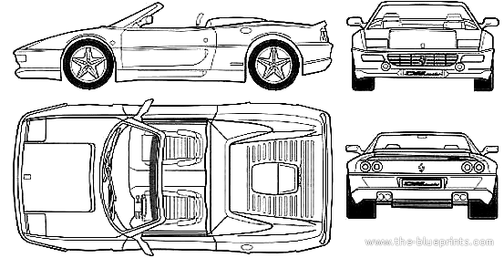 Ferrari F355 Spider - Феррари - чертежи, габариты, рисунки автомобиля