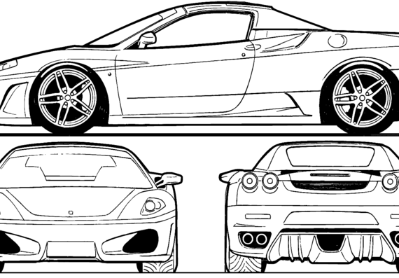 Ferrari F430 Spider (2005) - Феррари - чертежи, габариты, рисунки автомобиля