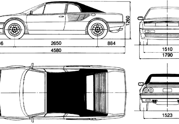Ferrari Mondial Cabriolet (1983) - Феррари - чертежи, габариты, рисунки автомобиля