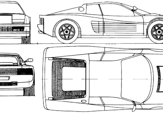 Ferrari Testarossa (1984) - Феррари - чертежи, габариты, рисунки автомобиля