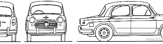 Fiat 1100-103D Millecento (1959) - Фиат - чертежи, габариты, рисунки автомобиля