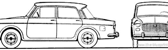Fiat 1100D (1966) - Фиат - чертежи, габариты, рисунки автомобиля
