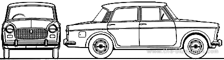 Fiat 1100D Millecento (1964) - Фиат - чертежи, габариты, рисунки автомобиля
