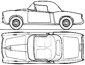 Fiat 1100 TV Cabriolet (1956) - Фиат - чертежи, габариты, рисунки автомобиля