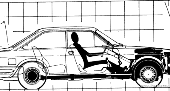 Fiat 124 Coupe (1971) - Фиат - чертежи, габариты, рисунки автомобиля