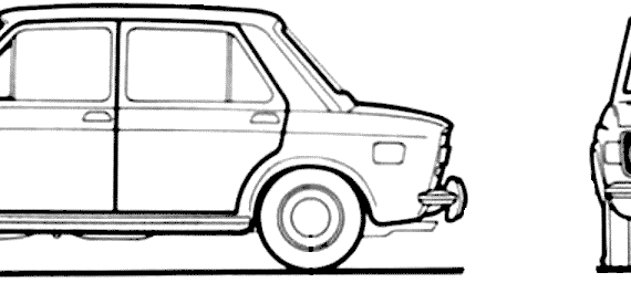 Fiat 128 4-Door (1973) - Фиат - чертежи, габариты, рисунки автомобиля