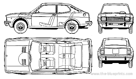 Fiat 128 Coupe (1973) - Фиат - чертежи, габариты, рисунки автомобиля