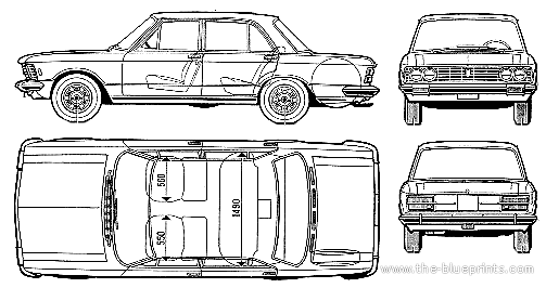 Fiat 130 (1973) - Фиат - чертежи, габариты, рисунки автомобиля