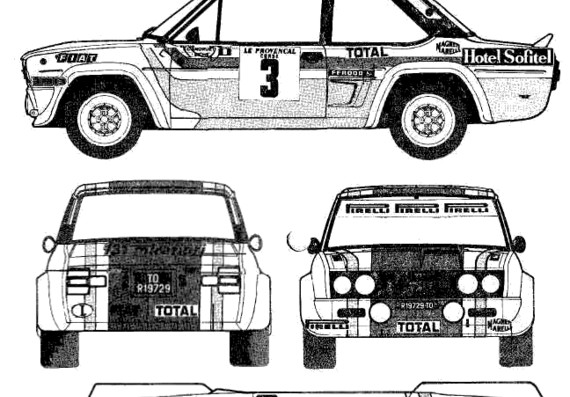 Fiat 131 Abarth Rallye - Фиат - чертежи, габариты, рисунки автомобиля