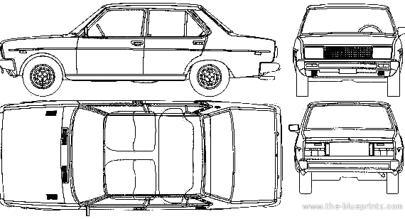 Fiat 131 Mirafiori - Фиат - чертежи, габариты, рисунки автомобиля