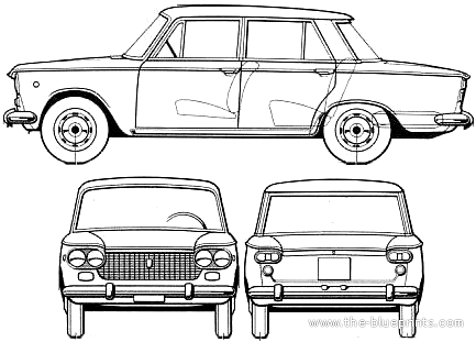 Fiat 1500 (1963) - Фиат - чертежи, габариты, рисунки автомобиля